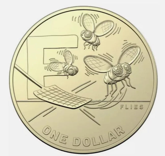 2021 GREAT AUSSIE COIN HUNT 2 - "F" - FLIES - CIRCULATED $1 COIN