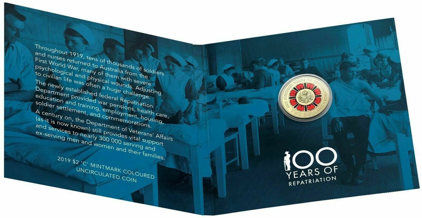 2019 100 Years Of Repatriation $2 C Mintmark Coloured