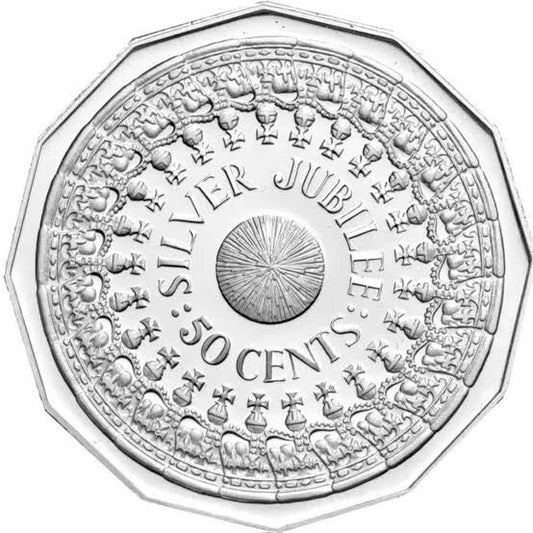 1977 SILVER JUBILEE 50 CENT COIN CIRCULATED