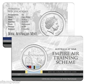2015 Australia at War - "EMPIRE AIR TRAINING SCHEME" 50 cent Uncirculated carded RAM