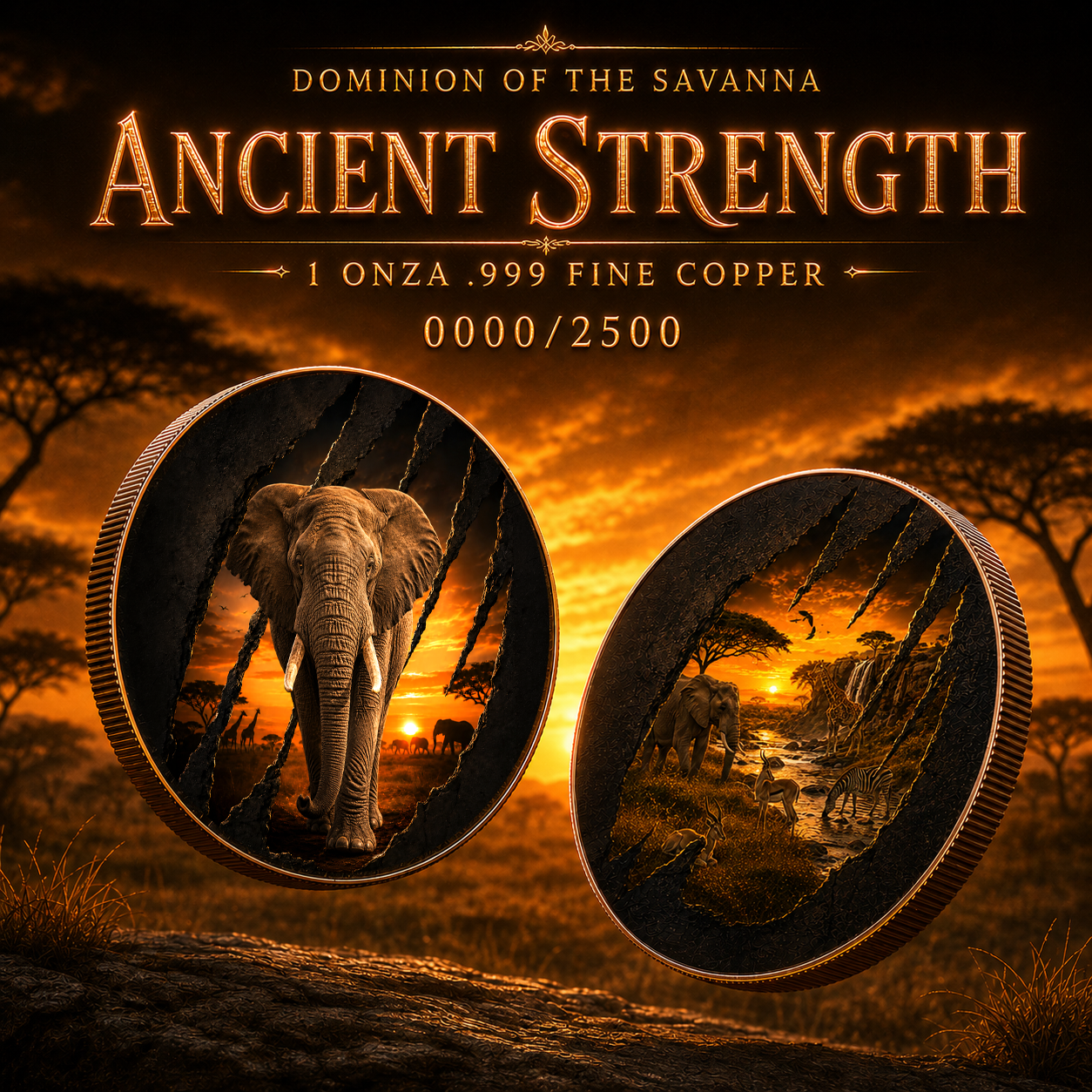 PRE ORDER - 2026 Ancient Strength Elephant Colorized 1oz .999 Copper Colorized Medal