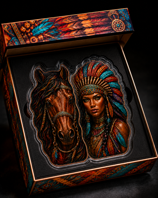 PRE ORDER - 2026 SPIRIT OF THE PLAINS – 5 AVDP oz .999 Fine Copper Two-Piece Custom-Shaped Art Set