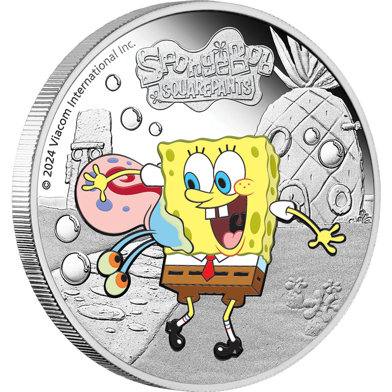SpongeBob and Gary 2024 1oz Silver Proof Coloured Coin