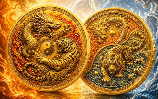 Dragon Tiger Yin Yang Pattern Commemorative Collectable