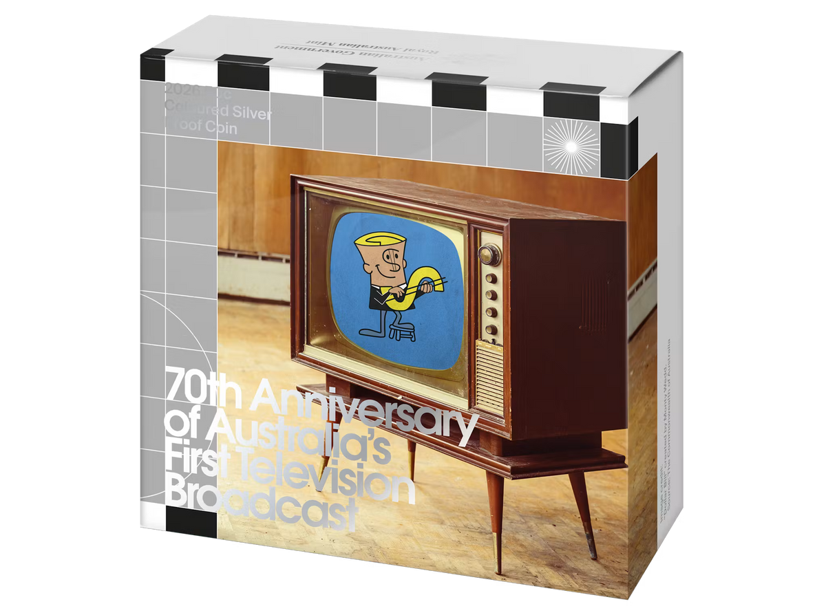 NEW RELEASE - 2026 50c Coloured Silver Proof Coin - 70th Anniversary of Australia’s First Television Broadcast
