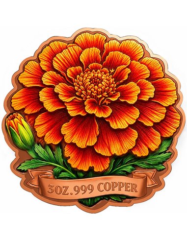 PRE ORDER - VIVA LA MUERTE MARIGOLD Shaped HR 3 Oz Copper Medal