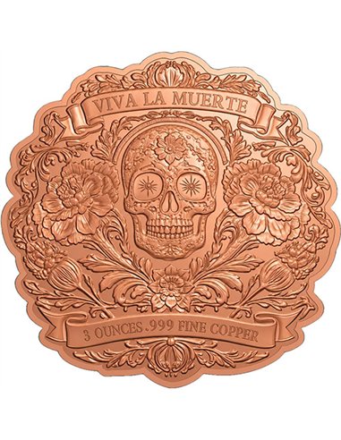 PRE ORDER - VIVA LA MUERTE MARIGOLD Shaped HR 3 Oz Copper Medal