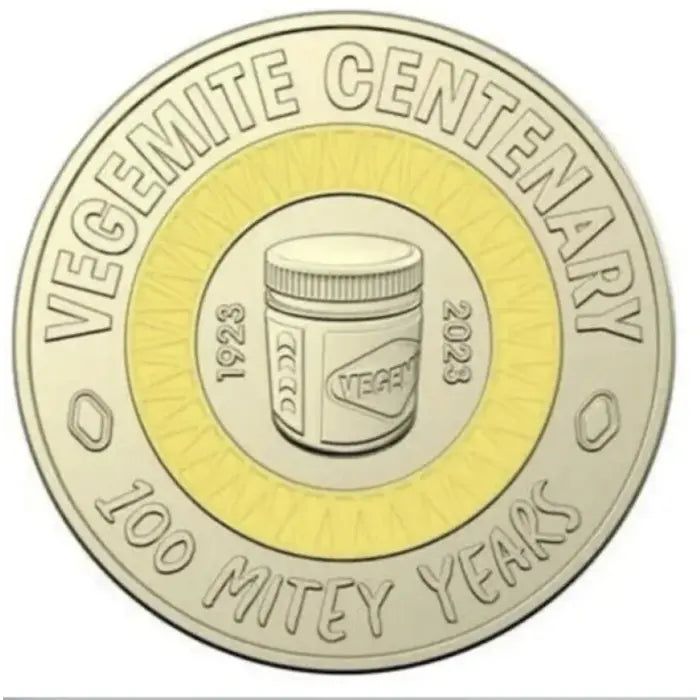 2023 100 Years of Vegemite Circulated $2 coin - Yellow "100 Mitey Years"